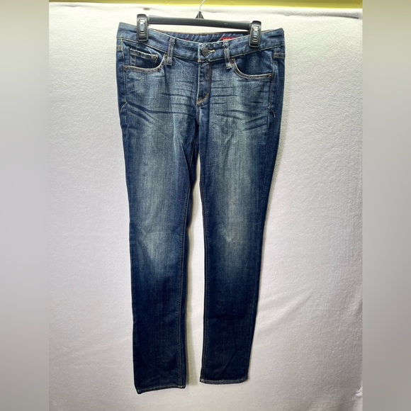 Express Jeans Stella Skinny Leg Jeans Womens 4 Long Blue Denim Darkwash 2539 - Picture 1 of 12